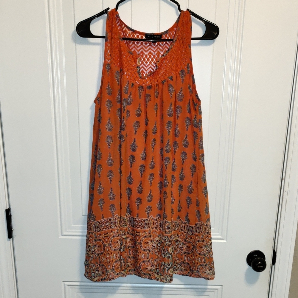 As U Wish Vibrant Orange and Blue Dress